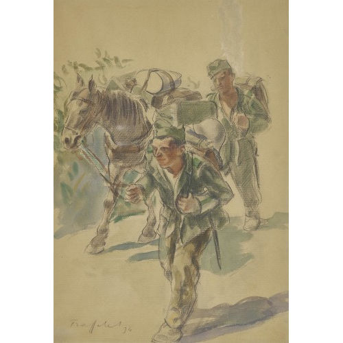 FRIEDRICH TRAFFELET : Marschierende Soldaten mit beladenem Pferd (DOBIASCHOFSKY AUKTIONEN AG)