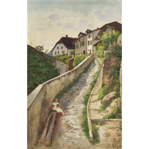 JOSEPH GEORG JAKOB KEISER : Steiler Weg mit sitzendem Kind (DOBIASCHOFSKY AUKTIONEN AG)