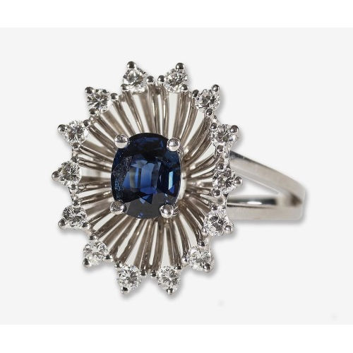 SAPHIR-BRILLANT-RING : (DOBIASCHOFSKY AUKTIONEN AG)