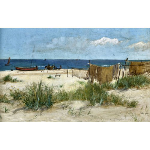 OTTO-FRIEDRICH LEU : Strandszene mit Fischernetzen (DOBIASCHOFSKY AUKTIONEN AG)