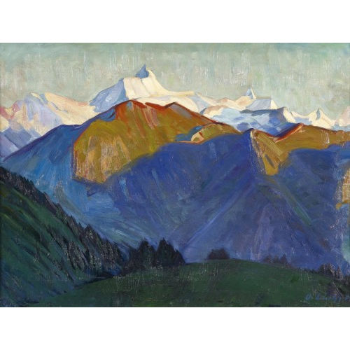 OSCAR WILHELM L�THY : Walliser Bergpanorama mit Weisshorn (DOBIASCHOFSKY AUKTIONEN AG)