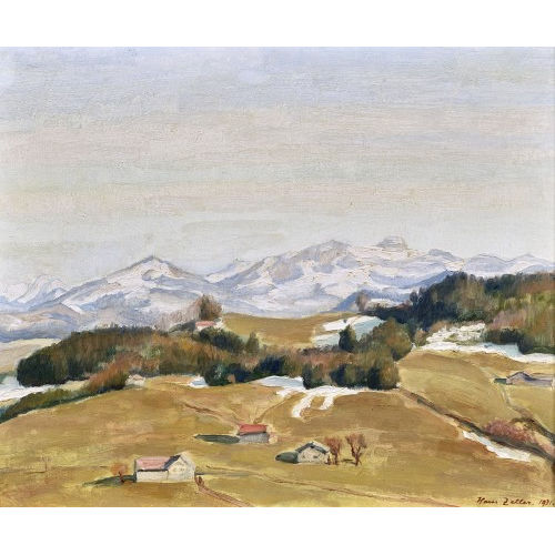 HANS ARNOLD ZELLER : 'Hoher Kasten und Kamor (Schneeschmelze)' (DOBIASCHOFSKY AUKTIONEN AG)