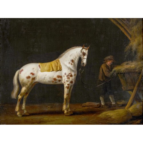 ABRAHAM VAN CALRAET : Stallinterieur mit Pferd (DOBIASCHOFSKY AUKTIONEN AG)