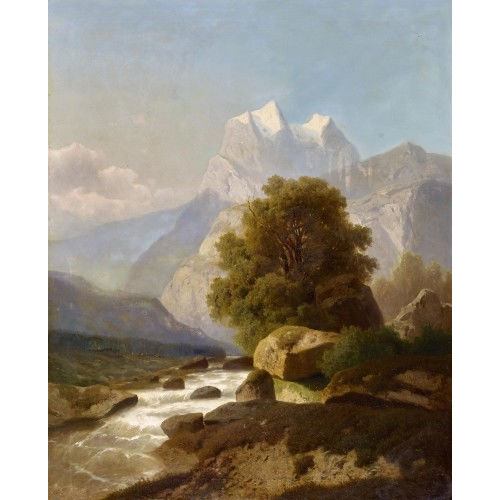 ADOLF CHWALA : Bergbach mit Wetterhorn (DOBIASCHOFSKY AUKTIONEN AG)