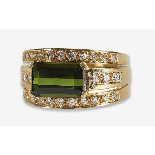TURMALIN-BRILLANT-RING : Bucherer, Luzern (DOBIASCHOFSKY AUKTIONEN AG)