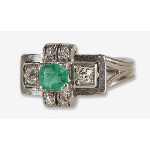 SMARAGD-DIAMANT-RING : (DOBIASCHOFSKY AUKTIONEN AG)