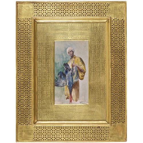 19. JH. ORIENTALIST : Junger Mann mit erlegtem Truthahn (DOBIASCHOFSKY AUKTIONEN AG)
