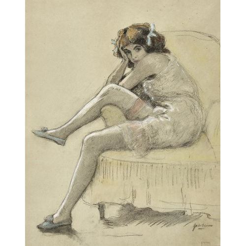 JULES PASCIN : Jeune fille assise (DOBIASCHOFSKY AUKTIONEN AG)