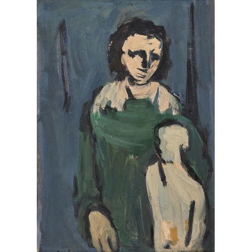 MOSHE MOKADY : Frau mit Skulptur (DOBIASCHOFSKY AUKTIONEN AG)
