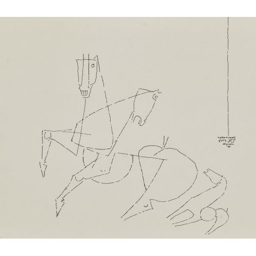 MAQBUL FIDA HUSAIN : Untitled (Horses) (DOBIASCHOFSKY AUKTIONEN AG)