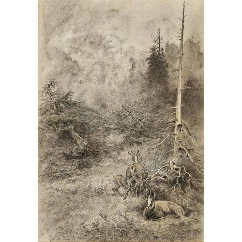 XAVIER DE PORET : Les chamois (DOBIASCHOFSKY AUKTIONEN AG)