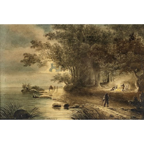 ALEXANDRE CALAME : 'Insel Rousseau am Genfersee' (DOBIASCHOFSKY AUKTIONEN AG)