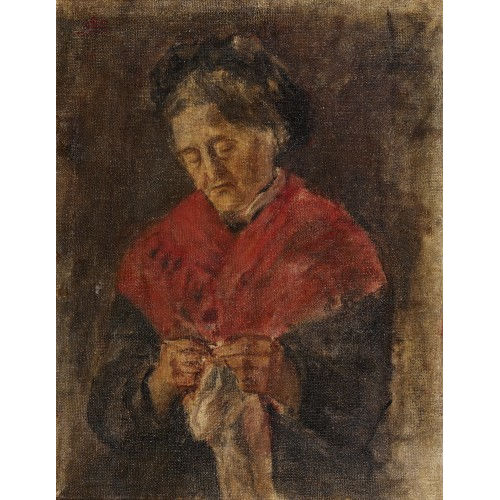 19. JH. ITALIEN : Bildnis einer strickenden Frau (DOBIASCHOFSKY AUKTIONEN AG)