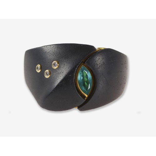 EBENHOLZ-PARAIBA TURMALIN-RING : (DOBIASCHOFSKY AUKTIONEN AG)