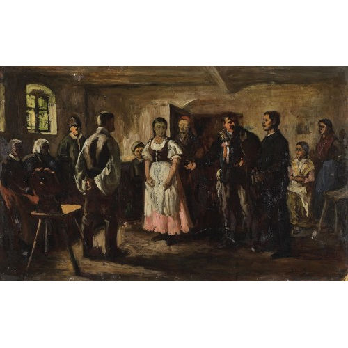 SANDOR ALEXANDER BIHARI : Verhandlungsszene in b�uerlichem Interieur (DOBIASCHOFSKY AUKTIONEN AG)