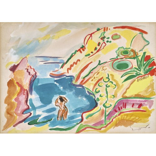 �MILE OTHON ACHILLE FRIESZ : Bucht mit badender Frau (DOBIASCHOFSKY AUKTIONEN AG)