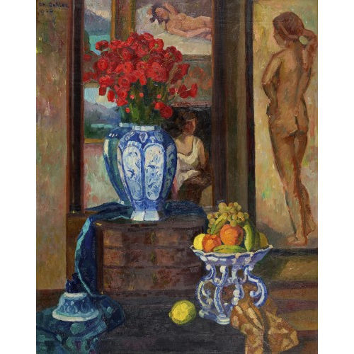 CHRISTOPH FRIEDRICH OEHLER : Interieur mit Blumen, Fr�chteschale und Gem�lden (DOBIASCHOFSKY AUKTIONEN AG)