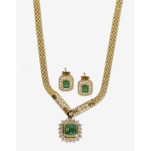 SMARAGD-DIAMANT-SET : (DOBIASCHOFSKY AUKTIONEN AG)
