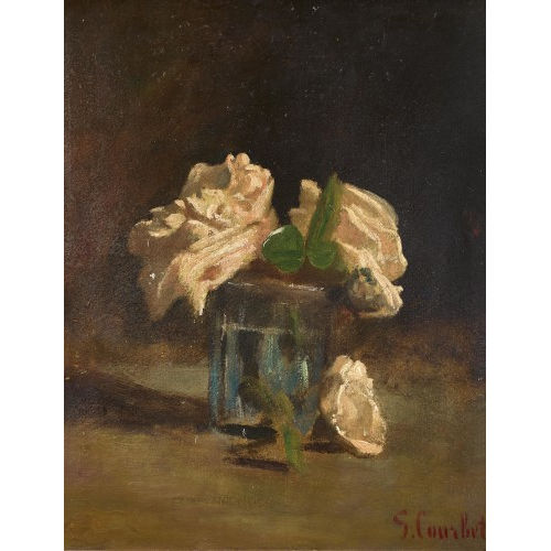 GUSTAVE COURBET : 'Trois roses dans un verre' (DOBIASCHOFSKY AUKTIONEN AG)