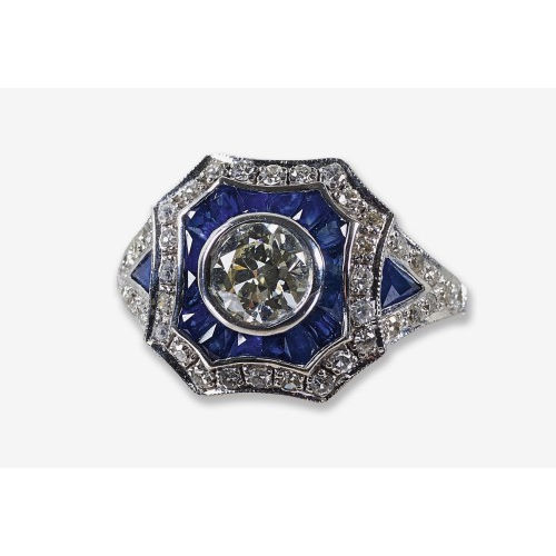SAPHIR-BRILLANT-RING : (DOBIASCHOFSKY AUKTIONEN AG)