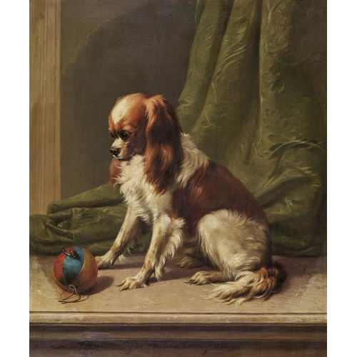 EUGNE JOSEPH VERBOECKHOVEN : Hund und Maikfer auf Stoffball (DOBIASCHOFSKY AUKTIONEN AG)