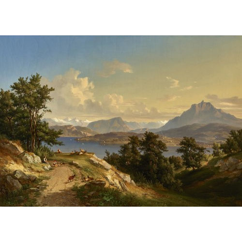 19. JH. SCHWEIZ : Familienidylle �ber dem Vierwaldst�ttersee mit Pilatus (DOBIASCHOFSKY AUKTIONEN AG)