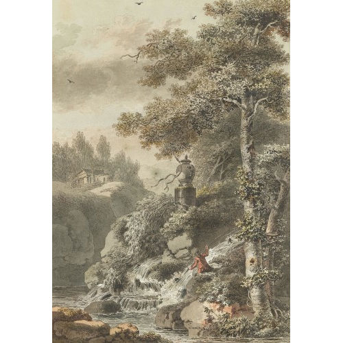 BALTHASAR ANTON DUNKER : Waldidylle mit Angler (DOBIASCHOFSKY AUKTIONEN AG)