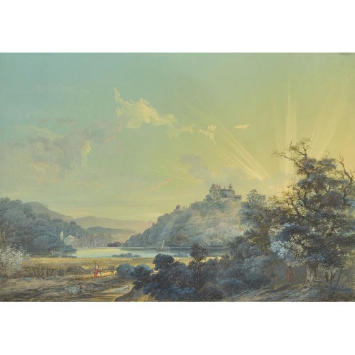 JOHANN HEINRICH M�NTZ : Romantische Landschaft mit Burg und Staffage (DOBIASCHOFSKY AUKTIONEN AG)