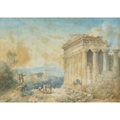 LOUIS FRAN�OIS CASSAS : Blick auf den Parthenon und den Tempel des Hephaistos in Athen (DOBIASCHOFSKY AUKTIONEN AG)