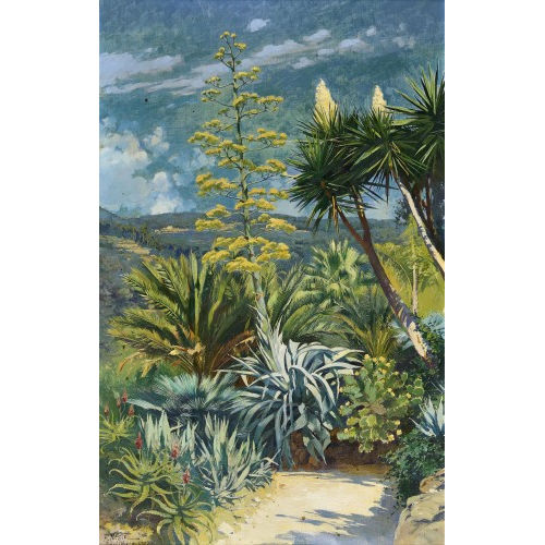 HERMANN NESTEL : Sonniger Weg bei Bordighera mit mediterraner Flora (DOBIASCHOFSKY AUKTIONEN AG)