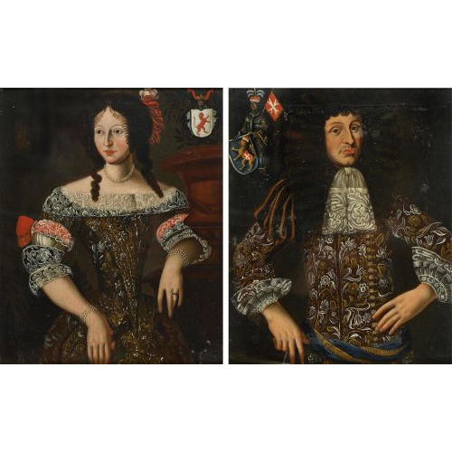 17. JH. DEUTSCHLAND : Bildnisse der Gr�fin Catharina Francisca von Aham und des Freiherrn Ludwig Sebastian von Imsland. Gegenst�cke (DOBIASCHOFSKY AUKTIONEN AG)