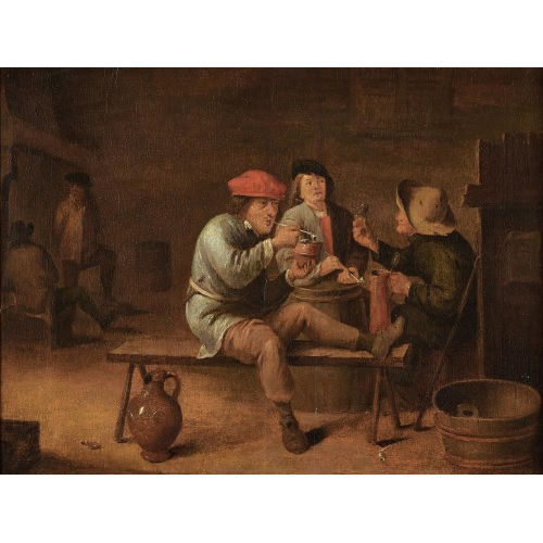 ADRIAEN BROUWER : Pfeifenraucher und Trinker in der Schenke (DOBIASCHOFSKY AUKTIONEN AG)