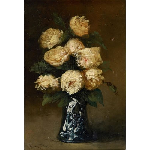 GERMAIN TH�ODORE RIBOT : Roses dans un vase (DOBIASCHOFSKY AUKTIONEN AG)