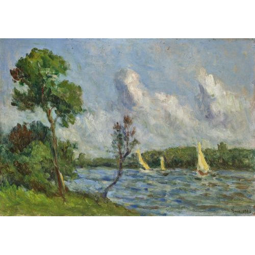 MAXIMILIEN LUCE : 'Voiliers sur la Seine vers Rolleboise' (DOBIASCHOFSKY AUKTIONEN AG)