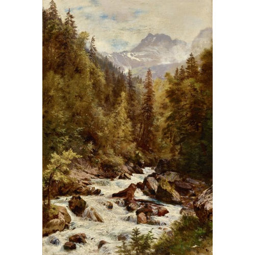 JOHANN JOSEPH GEISSER : Wildbach im Gebirge (DOBIASCHOFSKY AUKTIONEN AG)