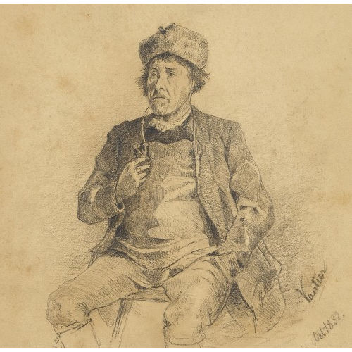 OTTO VAUTIER : Pfeife rauchender Mann (DOBIASCHOFSKY AUKTIONEN AG)