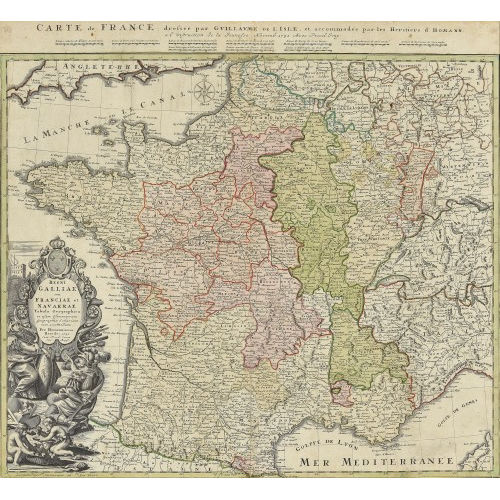GUILLAUME DELISLE : 'Regni Galliae seu Franciae et Navarrae Tabula Geographica in usum Elementorum Geographiae Schazianorum accommodata, Per Homannianos Heredes 1741 Cum Privil. Sacrae Caes. Majest' (DOBIASCHOFSKY AUKTIONEN AG)