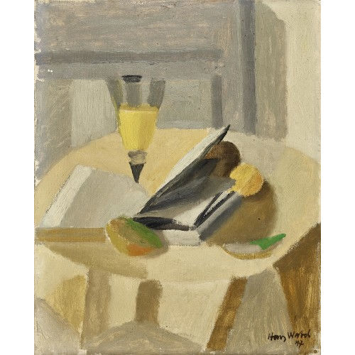 HENRY WABEL : Stillleben mit Buch und Sektglas (DOBIASCHOFSKY AUKTIONEN AG)