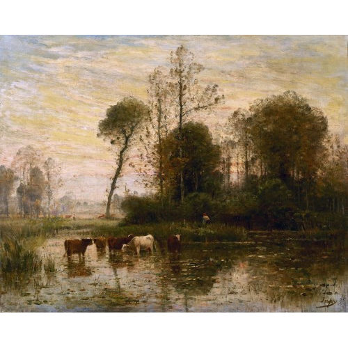 LOUIS-AIM� JAPY : Paysage aux vaches et � l'�tang (DOBIASCHOFSKY AUKTIONEN AG)