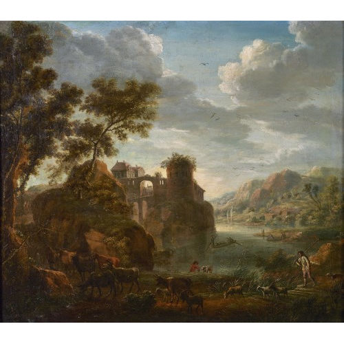 CHRISTIAN GEORG I SCH�TZ : Felsige Rheinlandschaft mit Burg (DOBIASCHOFSKY AUKTIONEN AG)