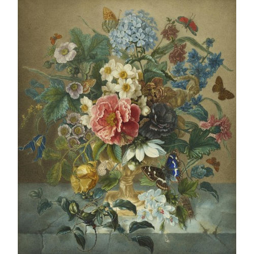 EMANUEL STEINER : Blumenstillleben mit Insekten (DOBIASCHOFSKY AUKTIONEN AG)