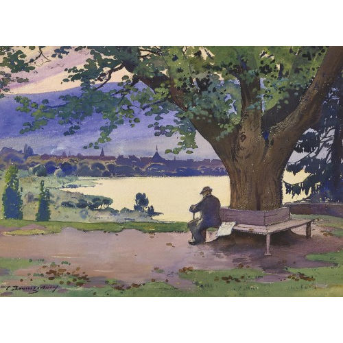 CHRISTIAN BAUMGARTNER : Auf der Schlossterrasse von Erlach (DOBIASCHOFSKY AUKTIONEN AG)