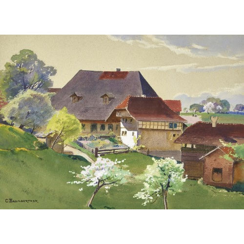 CHRISTIAN BAUMGARTNER : Fr�hlingslandschaft mit Bauernhof (DOBIASCHOFSKY AUKTIONEN AG)