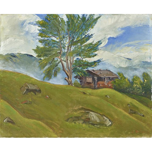 LOUIS D�RR : Gebirgspartie mit Chalet und Baum (DOBIASCHOFSKY AUKTIONEN AG)
