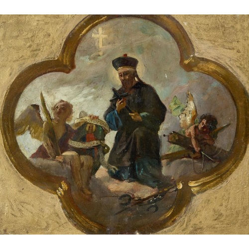 GIOVANNI SEGANTINI : Heiliger mit Puttipaar (DOBIASCHOFSKY AUKTIONEN AG)