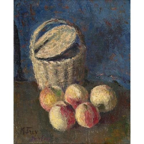 MARGUERITE FREY-SURBEK : Stillleben mit Korb und �pfeln (DOBIASCHOFSKY AUKTIONEN AG)