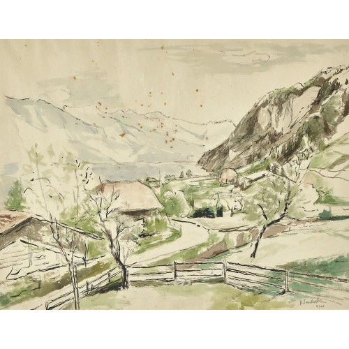 VICTOR SURBEK : Blick von Iseltwald auf den Brienzersee (DOBIASCHOFSKY AUKTIONEN AG)