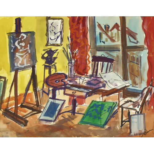 ROLAND DUBUC : Atelierinterieur (DOBIASCHOFSKY AUKTIONEN AG)