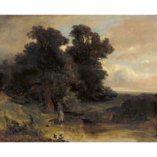 ALEXANDRE CALAME : Bachlandschaft mit Reiter (DOBIASCHOFSKY AUKTIONEN AG)