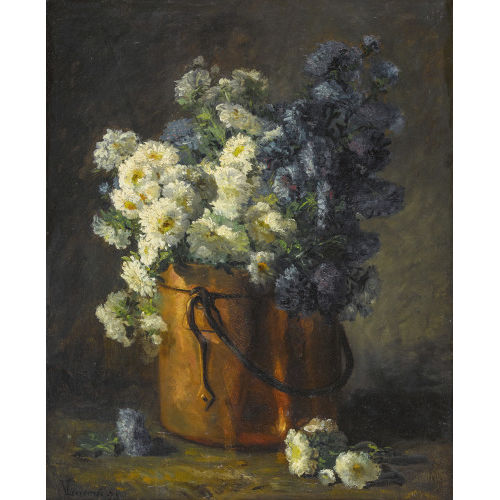 VICTOR LECOMTE : Stillleben mit Astern im Kupferkessel (DOBIASCHOFSKY AUKTIONEN AG)